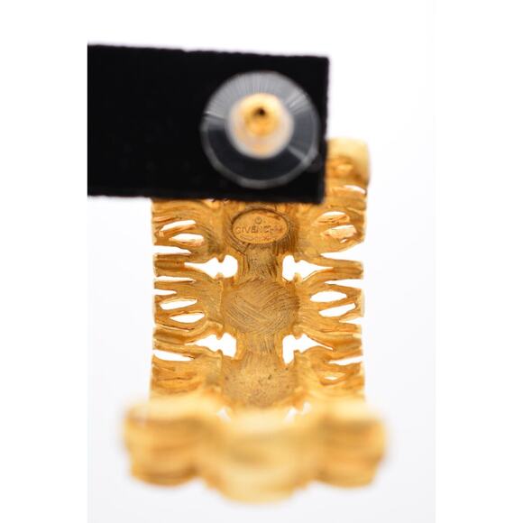 Givenchy Vintage Dangle Earrings Brushed Gold Rope Tassel Chunky Signed 80s Bin7 - Picture 9 of 12